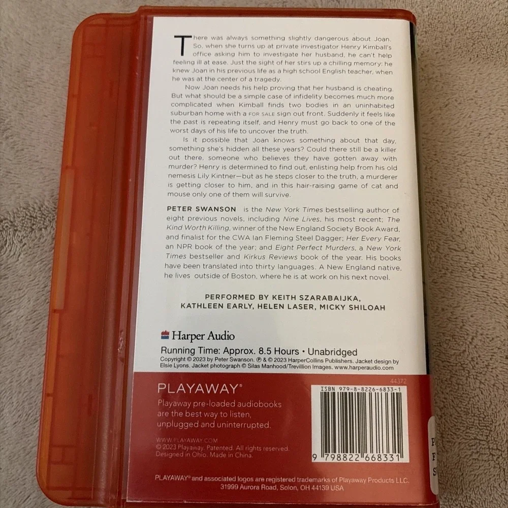 Playaway‎ Audiobook Audio Book Ex Library  - The Kind Worth Saving Peter Swanson